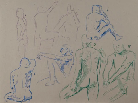 Gesture sheet, 8 poses by Riley Adamson