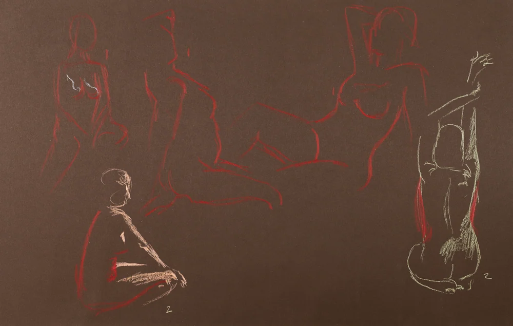 Gesture sheet, 6 poses by Riley Adamson
