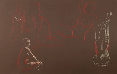 Gesture sheet, 6 poses by Riley Adamson