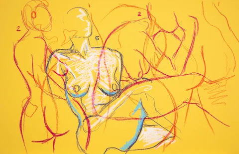 Gesture sheet, 5 poses by Riley Adamson