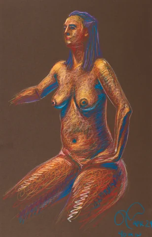 Seated figure, front view by Riley Adamson