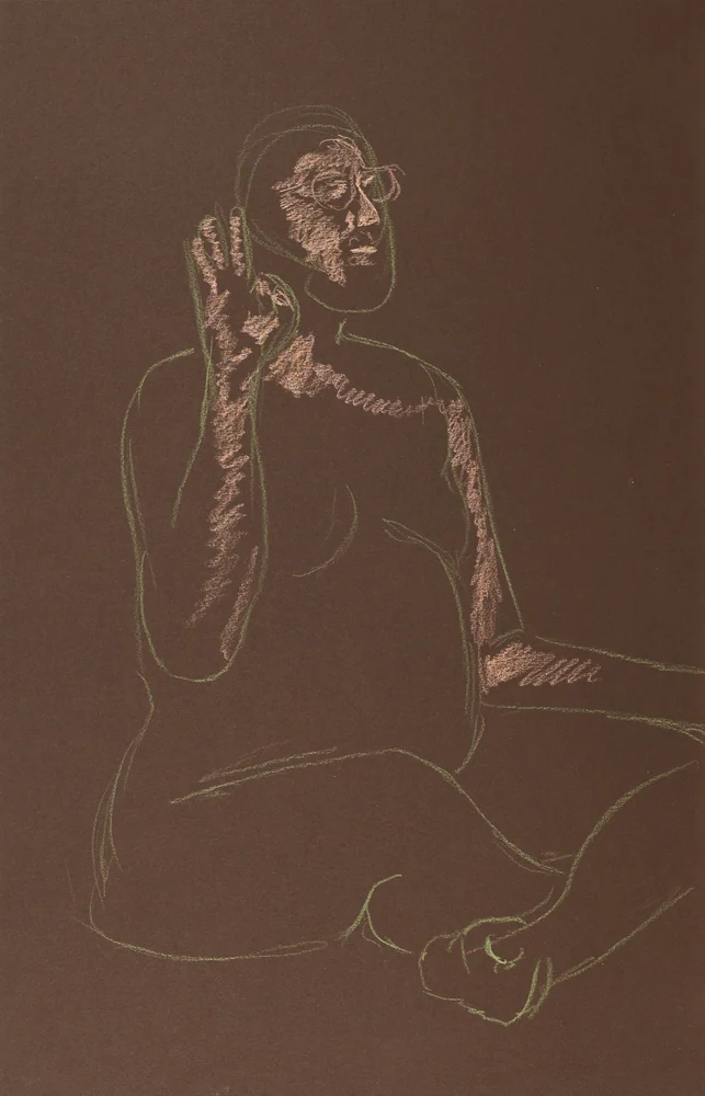 Seated figure, front view by Riley Adamson