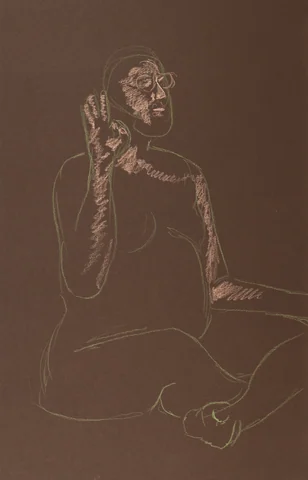 Seated figure, front view by Riley Adamson