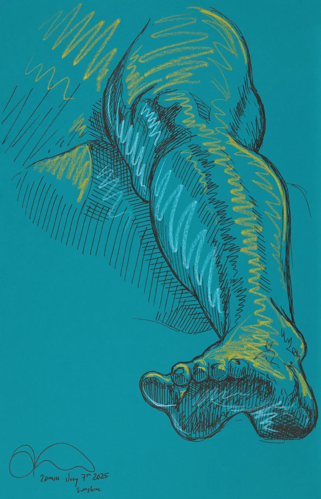 Lying-side figure, from-below view by Riley Adamson