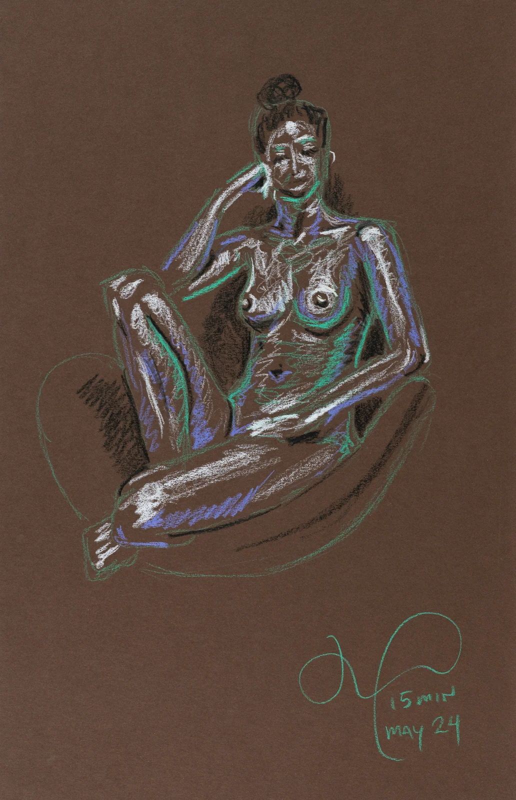 Seated figure, front view by Riley Adamson