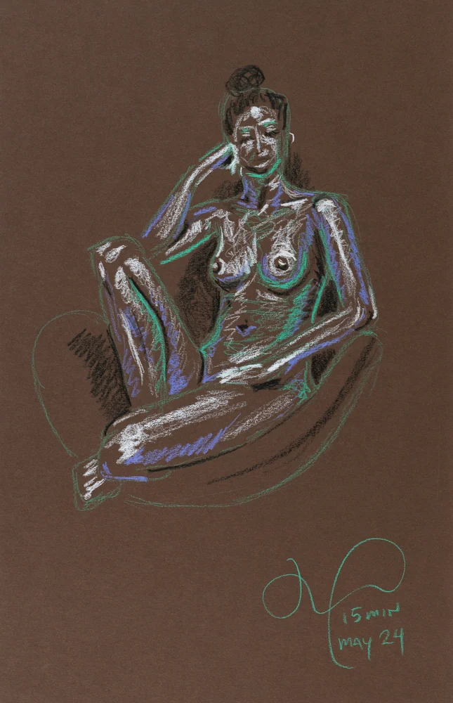 Seated figure, front view by Riley Adamson