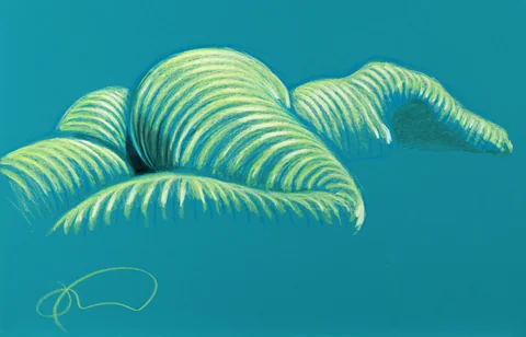 Lying-prone figure, from-below view by Riley Adamson