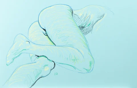 Lying-side figure, from-below view by Riley Adamson