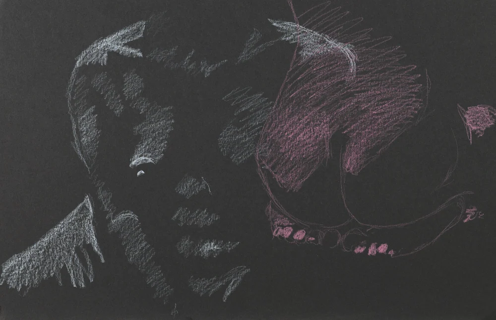 Figure drawing, side view by Riley Adamson