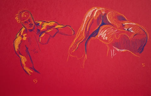 Gesture sheet, 2 poses by Riley Adamson