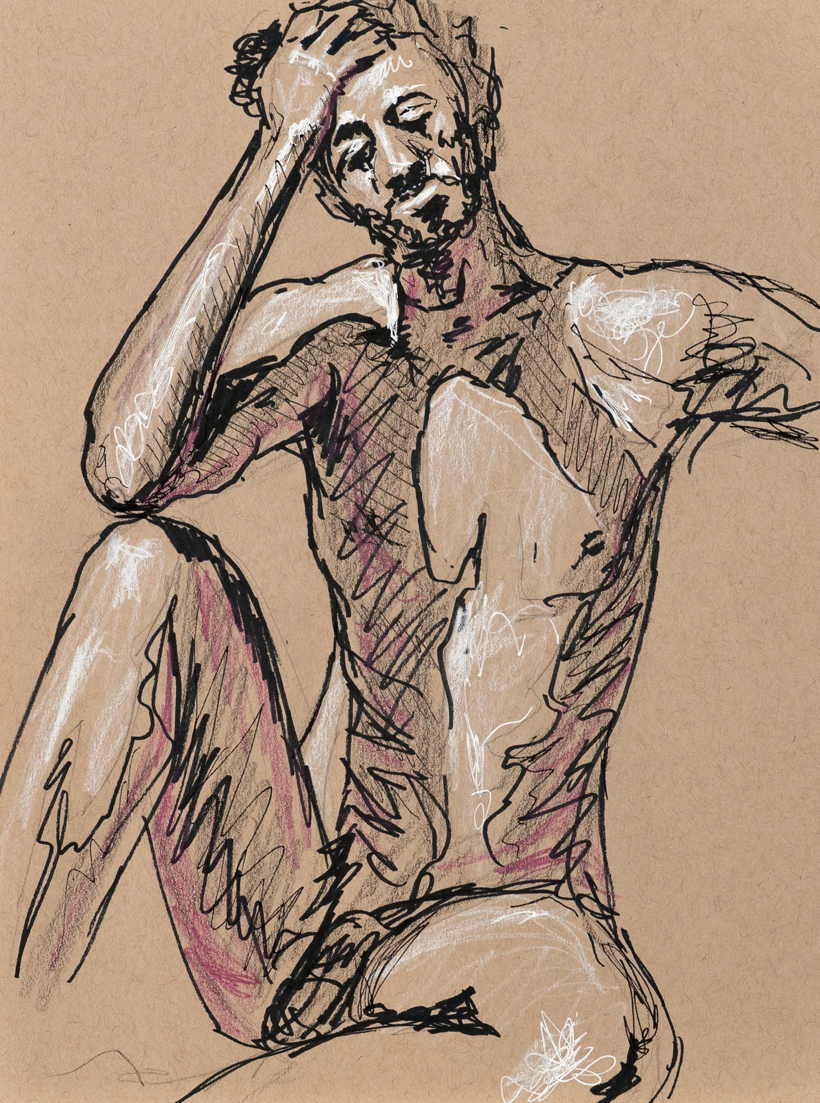 Seated figure, front view by Riley Adamson