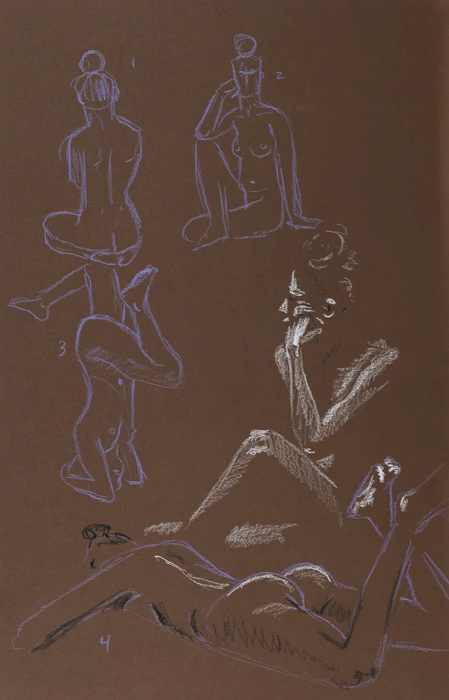 Gesture sheet, 5 poses by Riley Adamson
