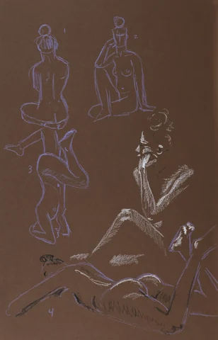 Gesture sheet, 5 poses by Riley Adamson