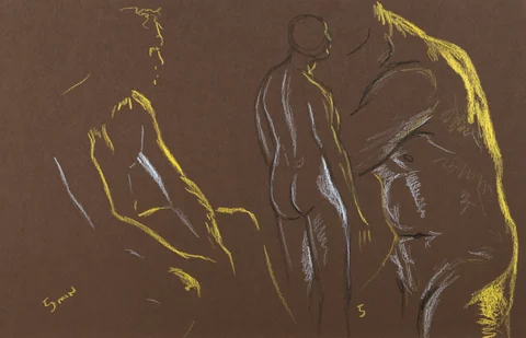 Gesture sheet, 3 poses by Riley Adamson