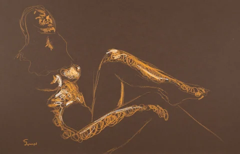 Figure drawing, side view by Riley Adamson