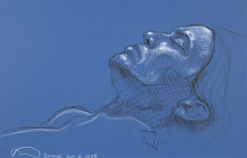 Lying-supine figure, side view