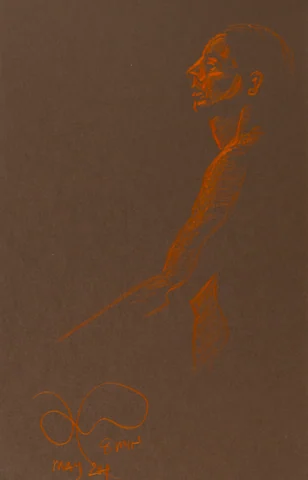Seated figure, side view by Riley Adamson