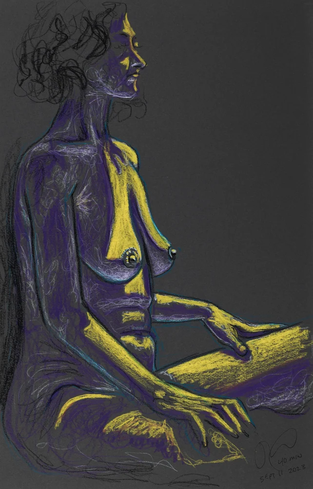 Seated figure, side view by Riley Adamson