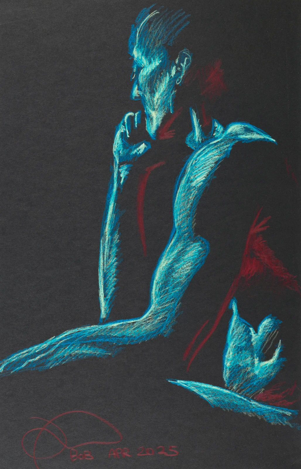 Seated figure, front view by Riley Adamson
