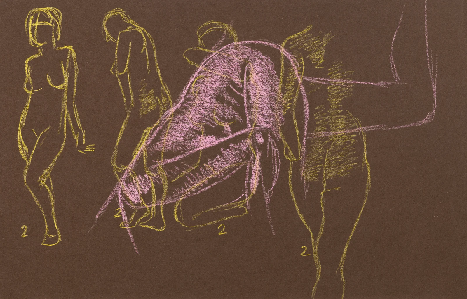 Gesture sheet, 4 poses by Riley Adamson