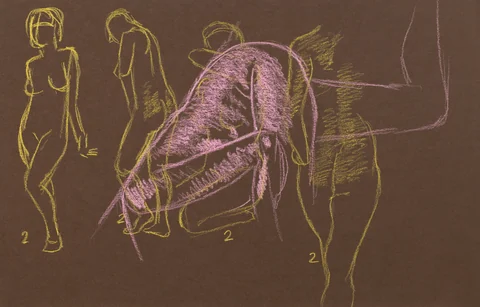 Gesture sheet, 4 poses by Riley Adamson