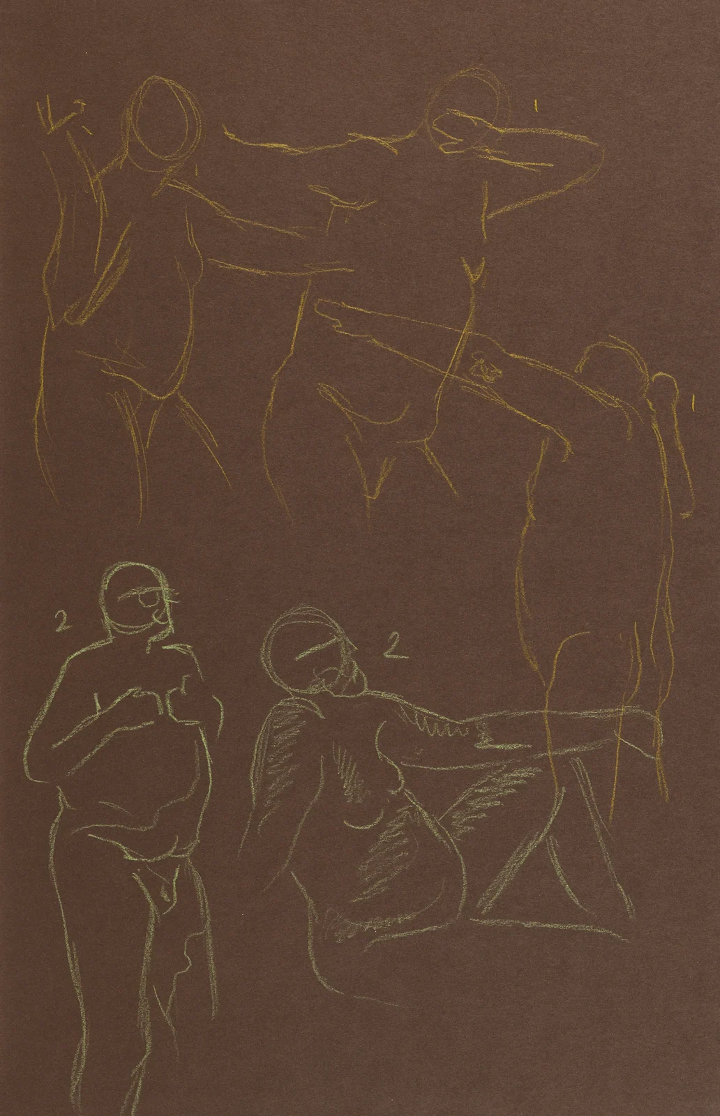 Gesture sheet, 5 poses by Riley Adamson