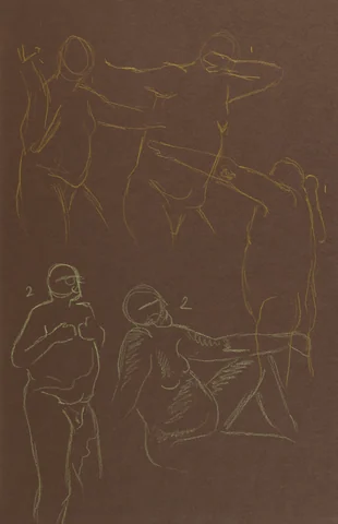 Gesture sheet, 5 poses by Riley Adamson