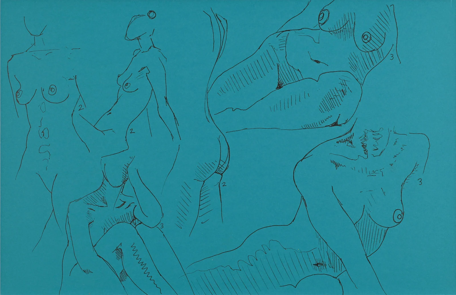 Gesture sheet, 5 poses by Riley Adamson