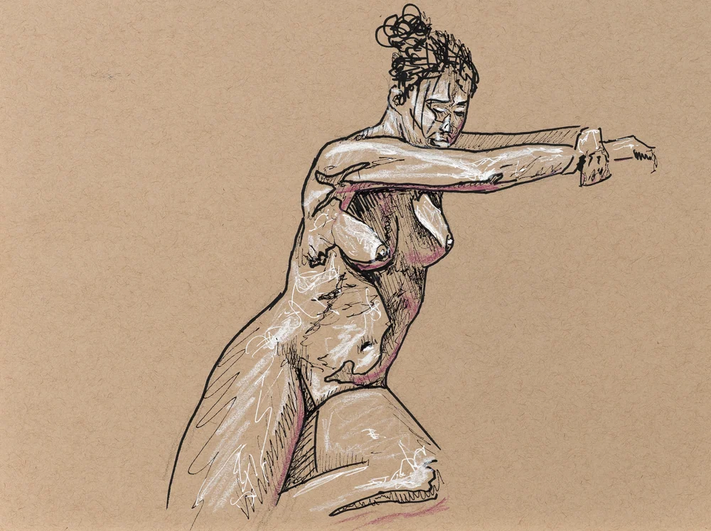 Seated figure, front view by Riley Adamson