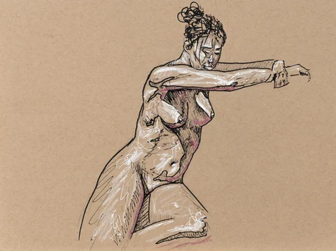 Seated figure, front view by Riley Adamson