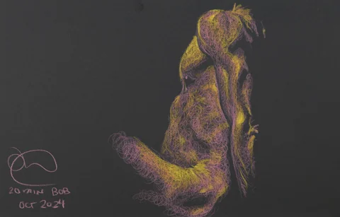 Seated figure, side view by Riley Adamson