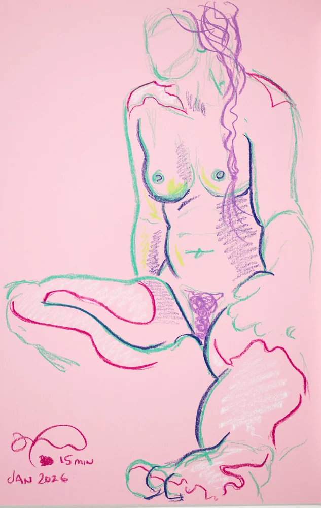 Seated figure, front view by Riley Adamson