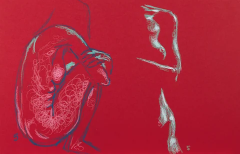 Seated figure, side view
