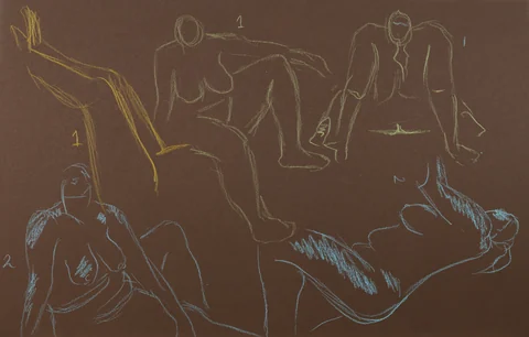Gesture sheet, 4 poses by Riley Adamson