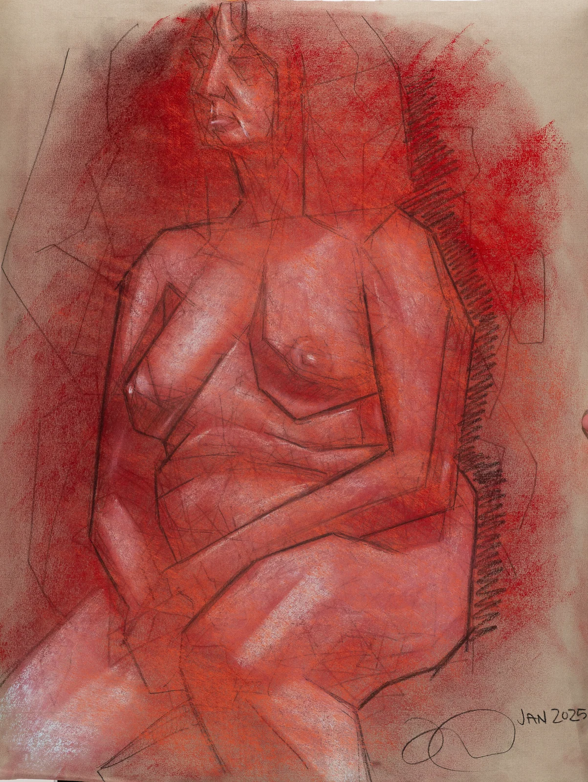 Seated figure, front view by Riley Adamson