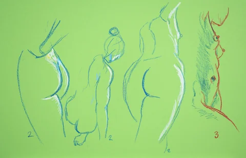 Gesture sheet, 4 poses by Riley Adamson