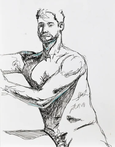 Seated figure, front view by Riley Adamson