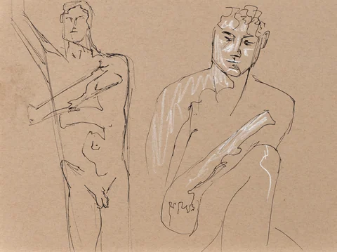 Gesture sheet, 2 poses by Riley Adamson