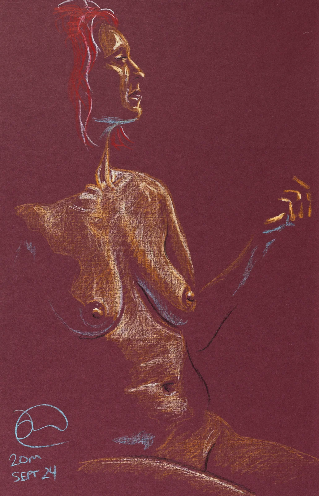 Seated figure, side view by Riley Adamson