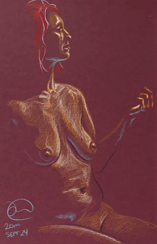Seated figure, side view by Riley Adamson