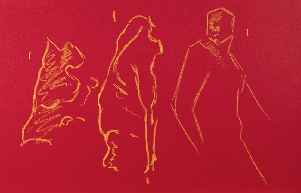 Gesture sheet, 3 poses by Riley Adamson