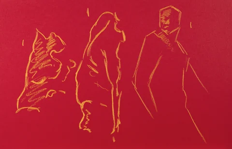 Gesture sheet, 3 poses by Riley Adamson