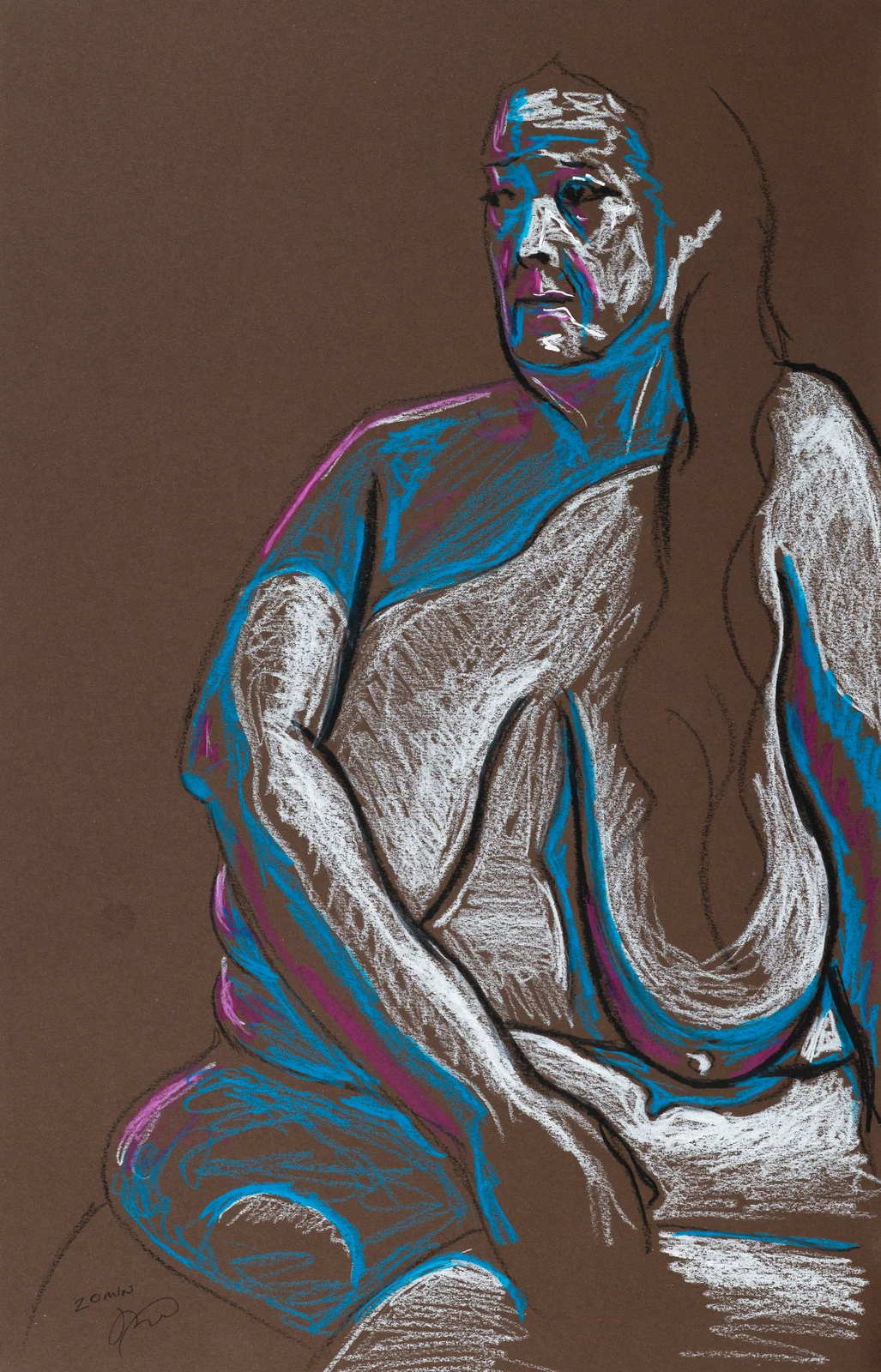 Seated figure, front view by Riley Adamson