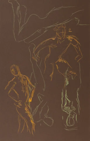 Gesture sheet, 3 poses by Riley Adamson