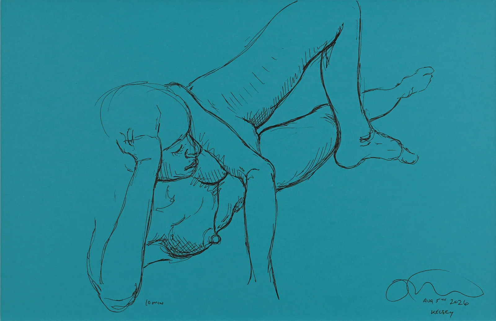 Figure drawing, back view by Riley Adamson