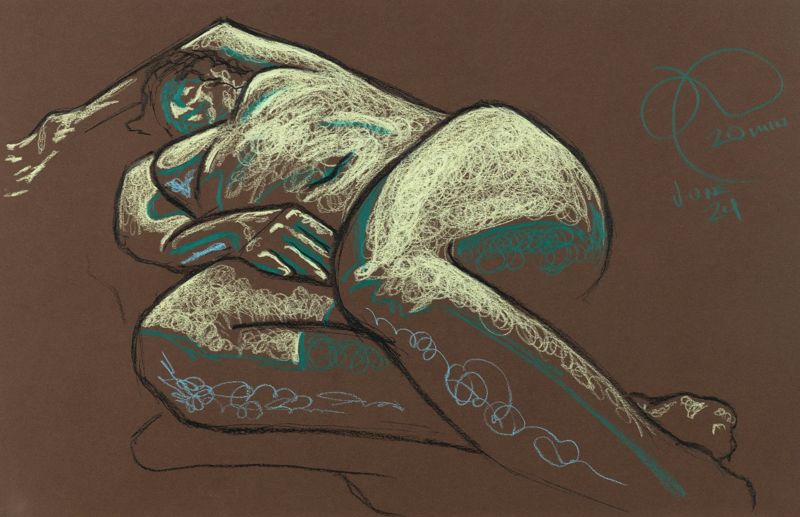 Lying-side figure, from-below view by Riley Adamson