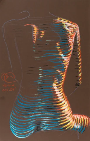 Seated figure, back view