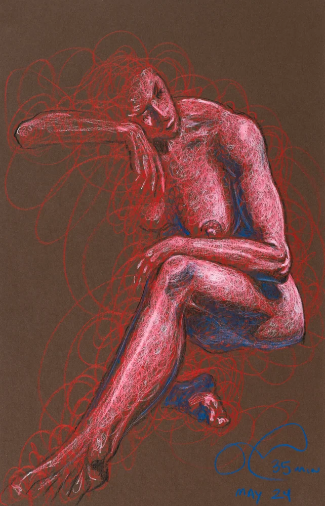 Seated figure, front view by Riley Adamson