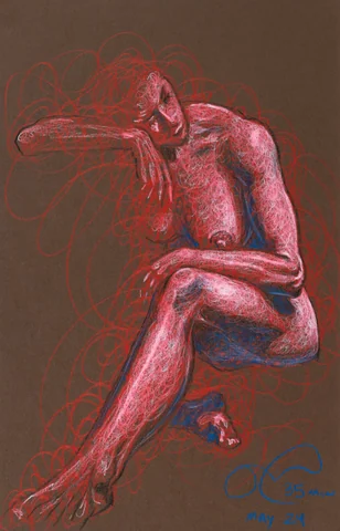 Seated figure, front view by Riley Adamson