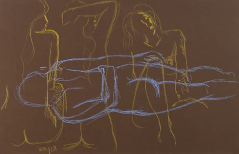 Gesture sheet, 3 poses by Riley Adamson